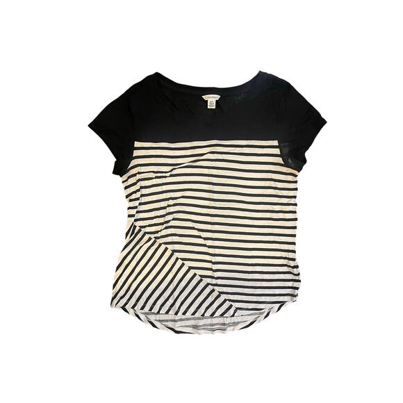 Calvin Klein Top Blouse Sheer Black and White - Picture 1 of 4